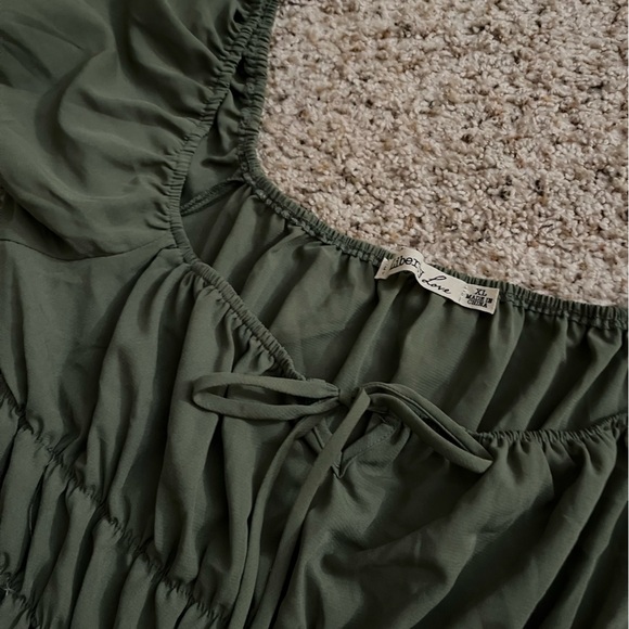 Green Off the Shoulder A Line Dress SIZE XL - Picture 4 of 6